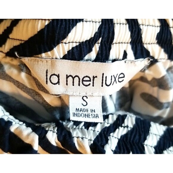 La Mer Luxe Black White Zebra Print Off The Shoulder Bell Sleeve Small Rayon  T5 - Picture 5 of 6